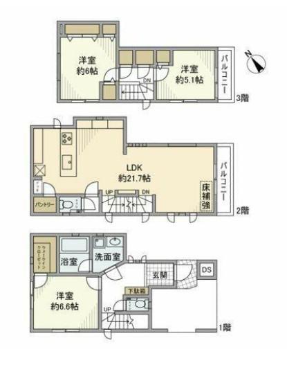 上大崎戸建(3LDK/1階)の間取り写真