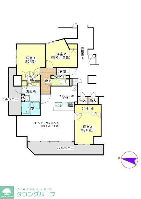 サーパス国領二丁目(3LDK/7階)の間取り写真