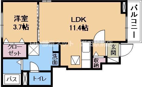 グランドール(1LDK/1階)の間取り写真