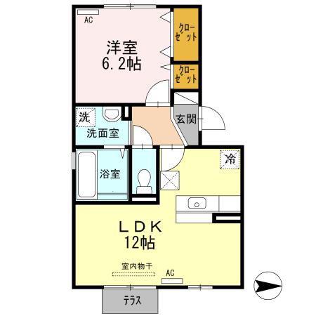 オーキッド八王寺(1LDK/1階)の間取り写真