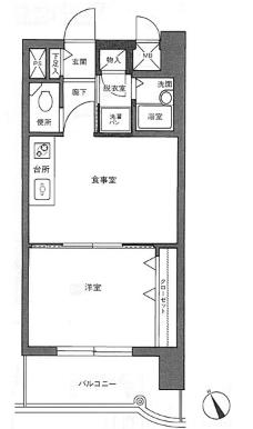 ライオンズマンション東町(1DK/4階)の間取り写真