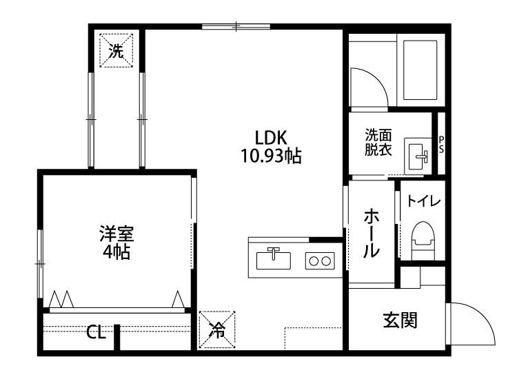グレイス東栄町(1LDK/1階)の間取り写真