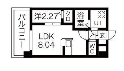 パグーロ西新南(1LDK/9階)の間取り写真