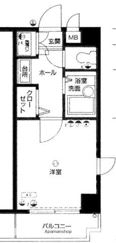 ピュアドームエール大濠(1K/2階)の間取り写真