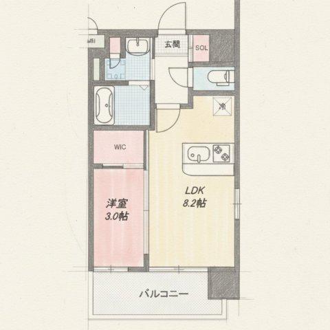 LUXE新大阪Ⅵ(1LDK/7階)の間取り写真