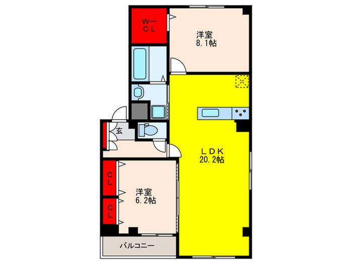 プランドール桜(2LDK/2階)の間取り写真