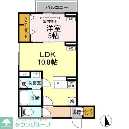 セレスティア前野町(1LDK/2階)の間取り写真