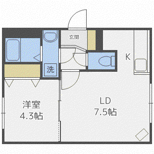 レストヒルズ南郷(1LDK/1階)の間取り写真