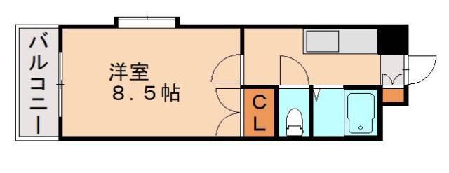 ロイヤル日赤通 80(1K/8階)の間取り写真