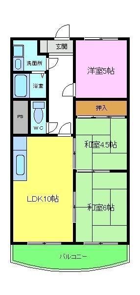 狭山レークハイツ1号棟(3LDK/3階)の間取り写真