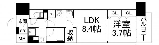 アーバネックス同心II(1LDK/4階)の間取り写真