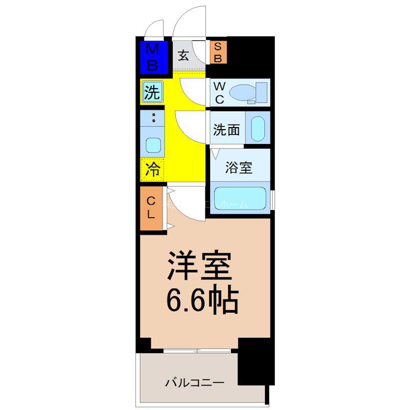 シーズンフラッツ千種(1K/13階)の間取り写真
