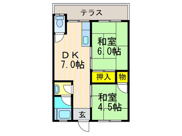 第1山下ハイツ(2DK/2階)の間取り写真
