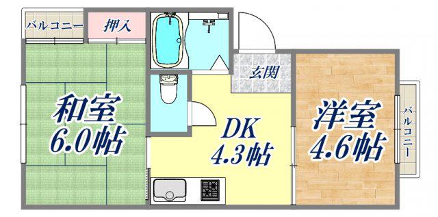 メゾンAY(2DK/3階)の間取り写真