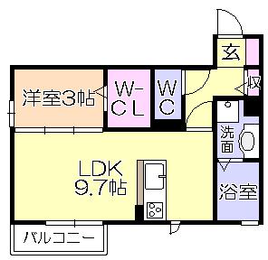 フェリオ(1LDK/1階)の間取り写真