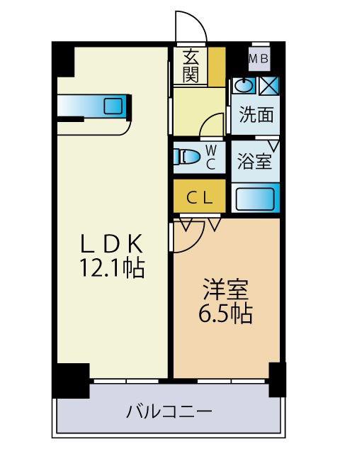 アイヴェール平尾(1LDK/8階)の間取り写真