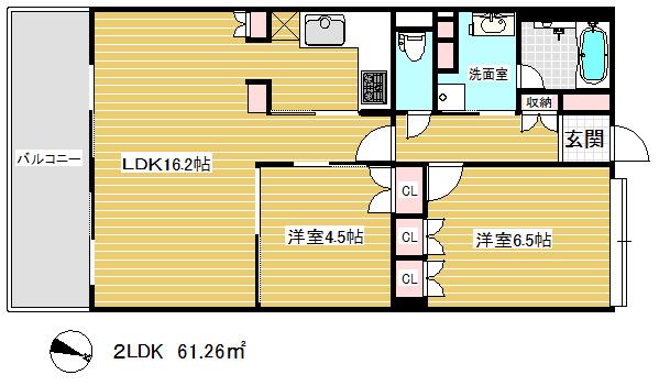 アーバネックス三宮磯辺通(2LDK/7階)の間取り写真