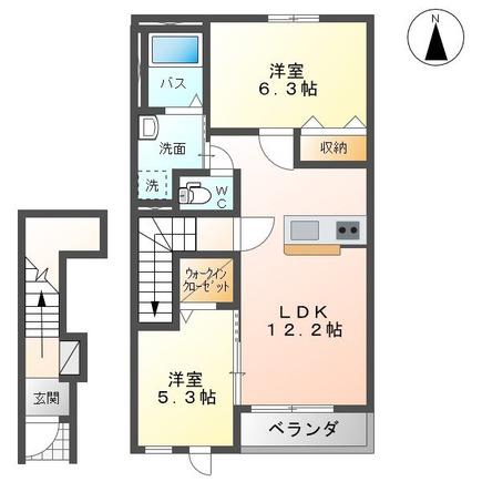 ラ・ソレイユA(2LDK/2階)の間取り写真