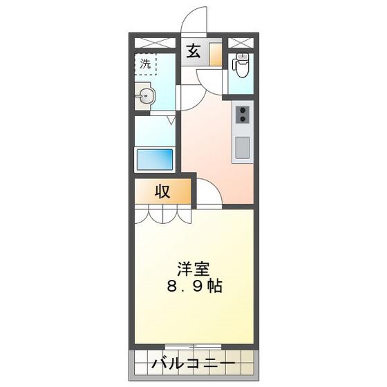 イーストブルー(1DK/2階)の間取り写真
