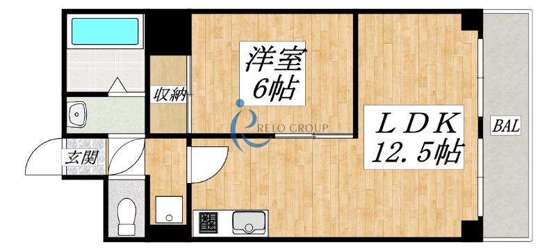 ウエンズ小路(1LDK/8階)の間取り写真