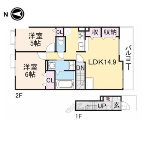 ヴィラージュ Ⅰ(2LDK/2階)の間取り写真