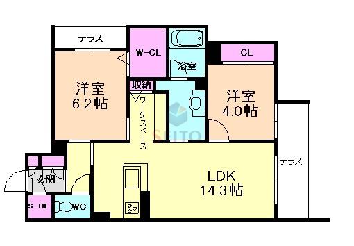 シャーメゾン豊中南V B棟(2LDK/3階)の間取り写真