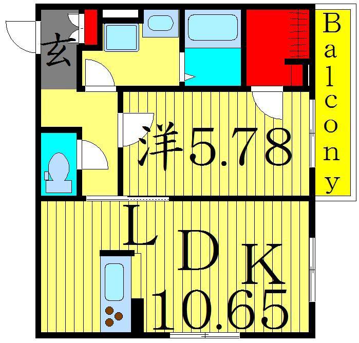 アイリス六町(1LDK/2階)の間取り写真
