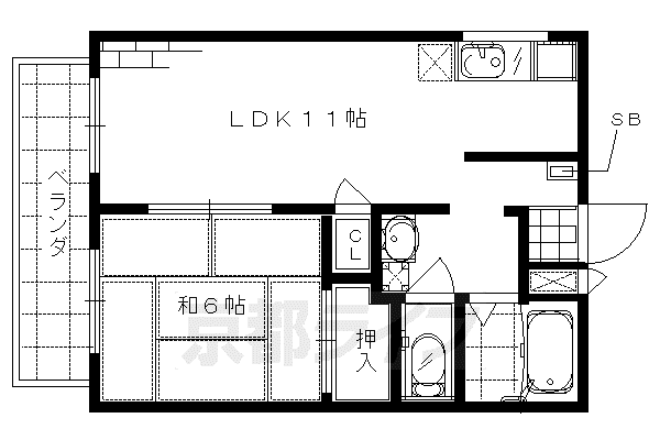 サキハイツ淀(1LDK/1階)の間取り写真