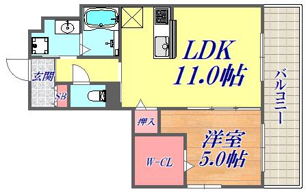 GRACE IRIS(1LDK/2階)の間取り写真