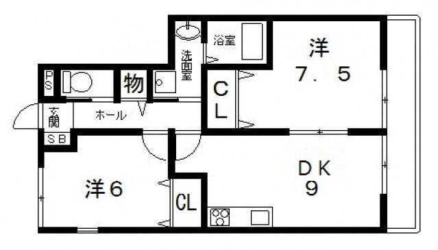 メゾン・ド・サカエ(2LDK/2階)の間取り写真