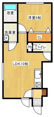 クローバーハウスV(1LDK/2階)の間取り写真