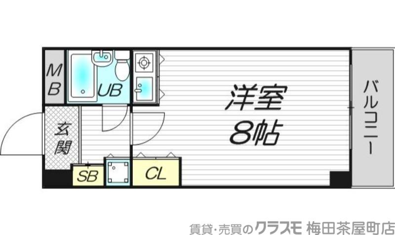 ロイヤルハイツ梅田II(ワンルーム/6階)の間取り写真