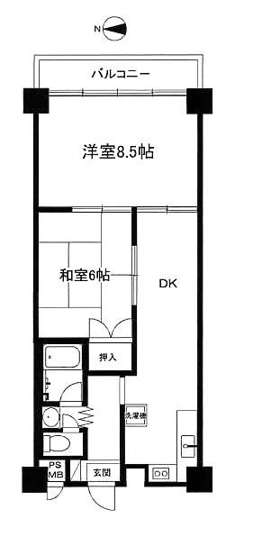 熱海クリフサイド(2DK/6階)の間取り写真