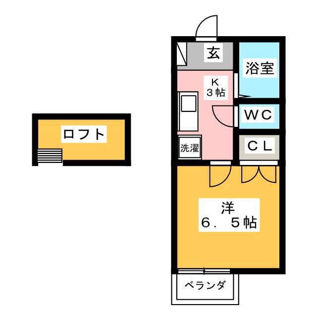 パルテネール ヒロ(1K/2階)の間取り写真