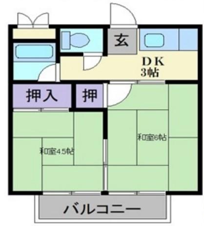 ハイツ高倉台(2K/2階)の間取り写真