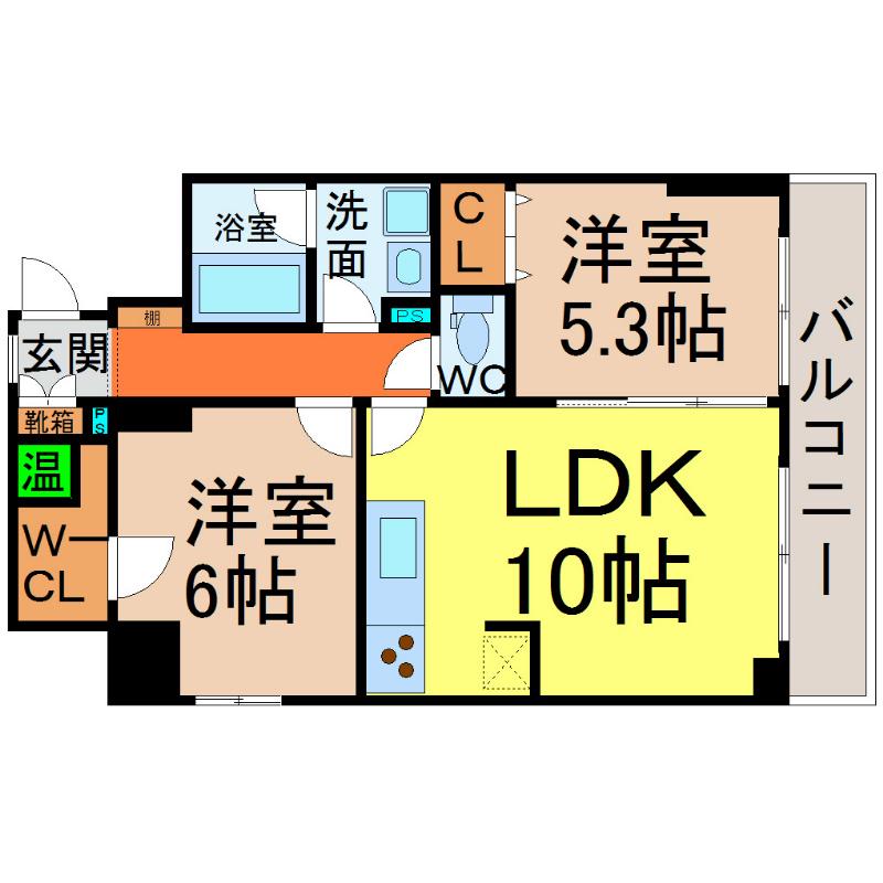 レジェンドK(2LDK/3階)の間取り写真
