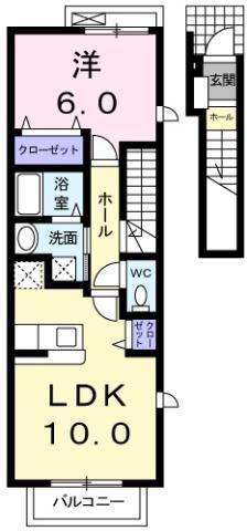 グリーンガーデン(1LDK/2階)の間取り写真