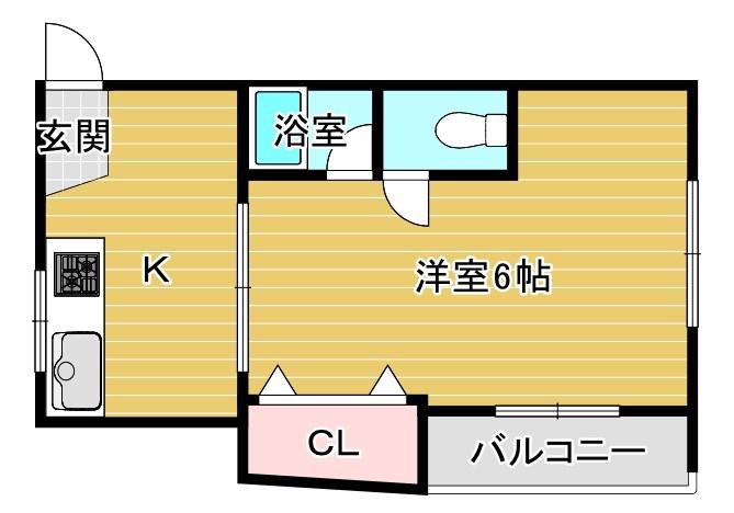 京橋クイーンハイツ(1K/5階)の間取り写真