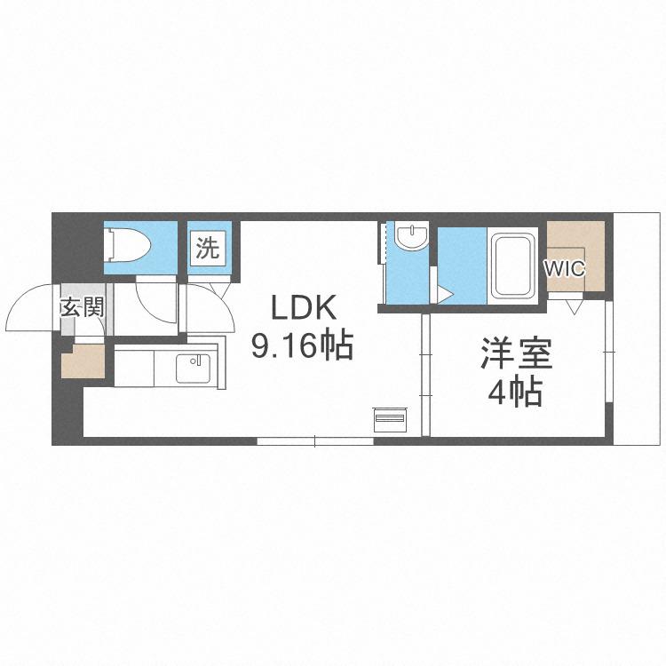 HUGA PREMIUM SUITE(1LDK/4階)の間取り写真