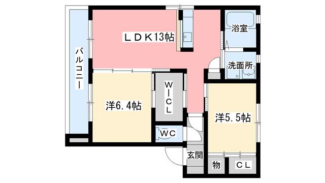 カーサフェリーチェA棟(2SLDK/2階)の間取り写真