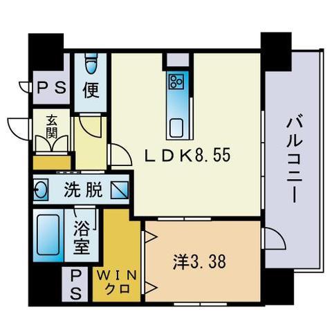 ドルチェヴィータ大橋(1LDK/6階)の間取り写真