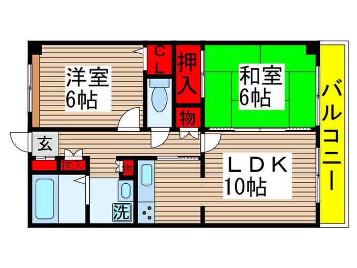 ファミール勝田台(2LDK/2階)の間取り写真