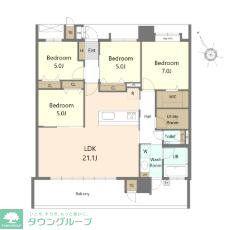 S-RESIDENCE愛宕サウス(4LDK/14階)の間取り写真