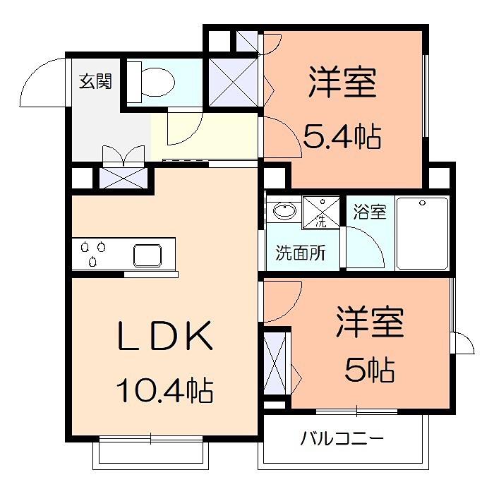QUALISTA TANA(2LDK/2階)の間取り写真