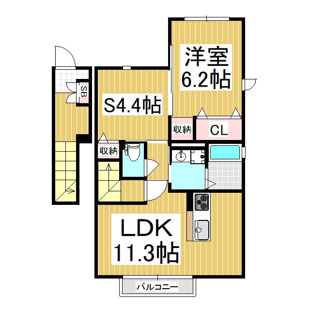 LA MAISON(1SLDK/2階)の間取り写真