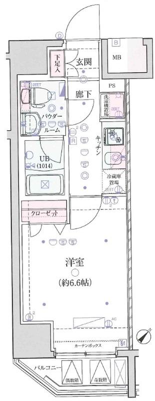GENOVIA横浜関内SKYGARDEN(1K/3階)の間取り写真