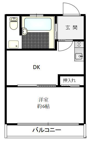 目黒新橋マンション(1DK/3階)の間取り写真