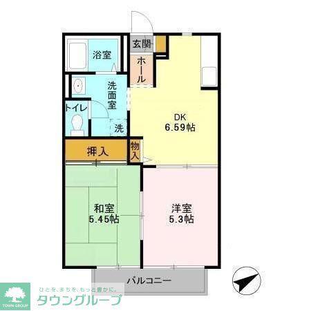グランメールA(2DK/2階)の間取り写真