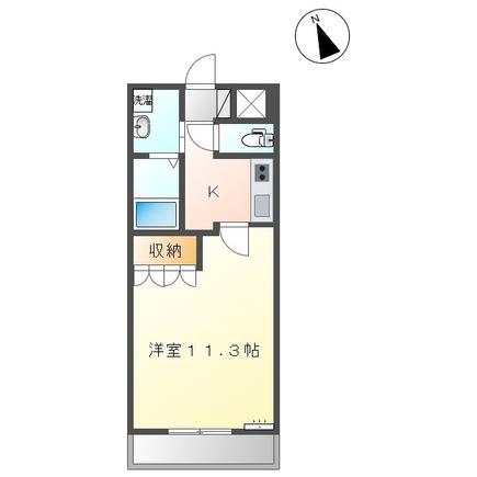 広々とした室内が魅力(1K/1階)の間取り写真
