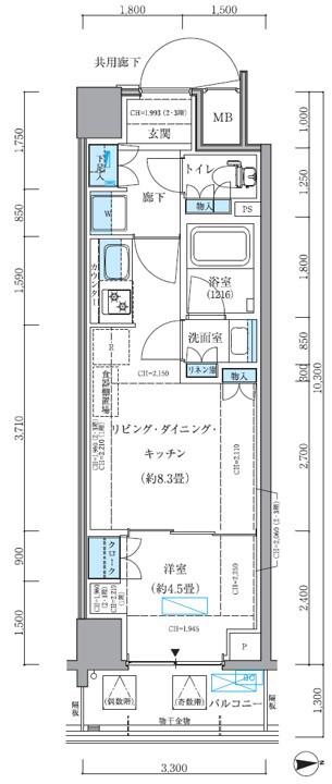 パークアクシス品川シーサイド(1LDK/3階)の間取り写真